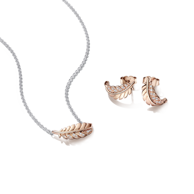 Floating Curved Feather Jewelry Set