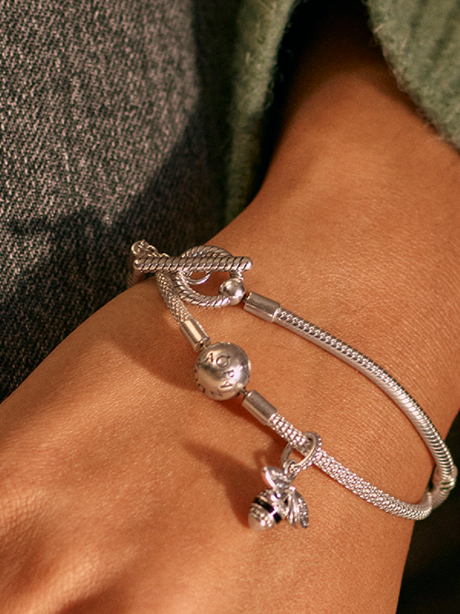 Pandora Moments T-Bar Snake Chain Bracelet | Sterling silver
