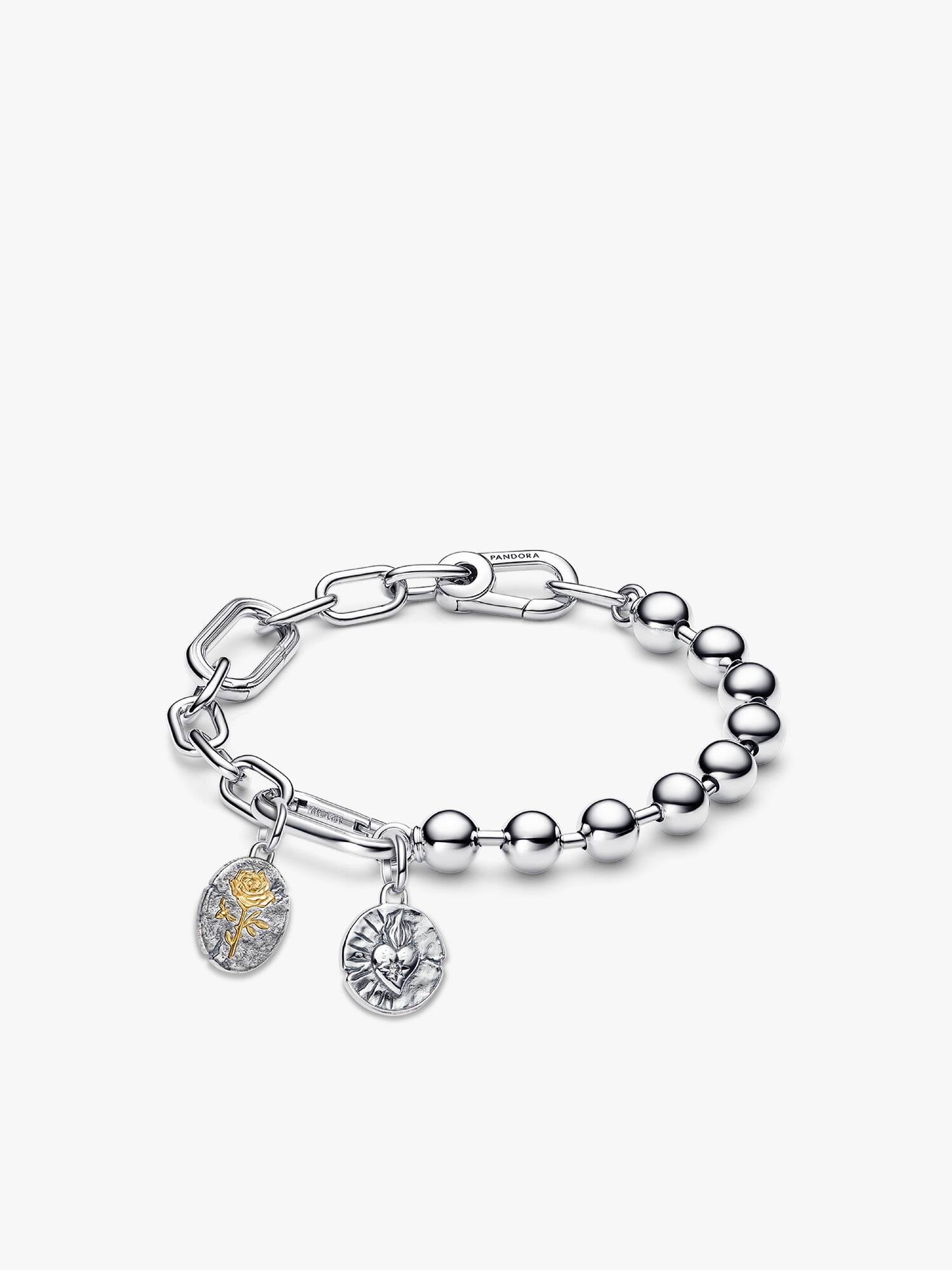 Rose Medallion and Heart Medallion Bracelet Set