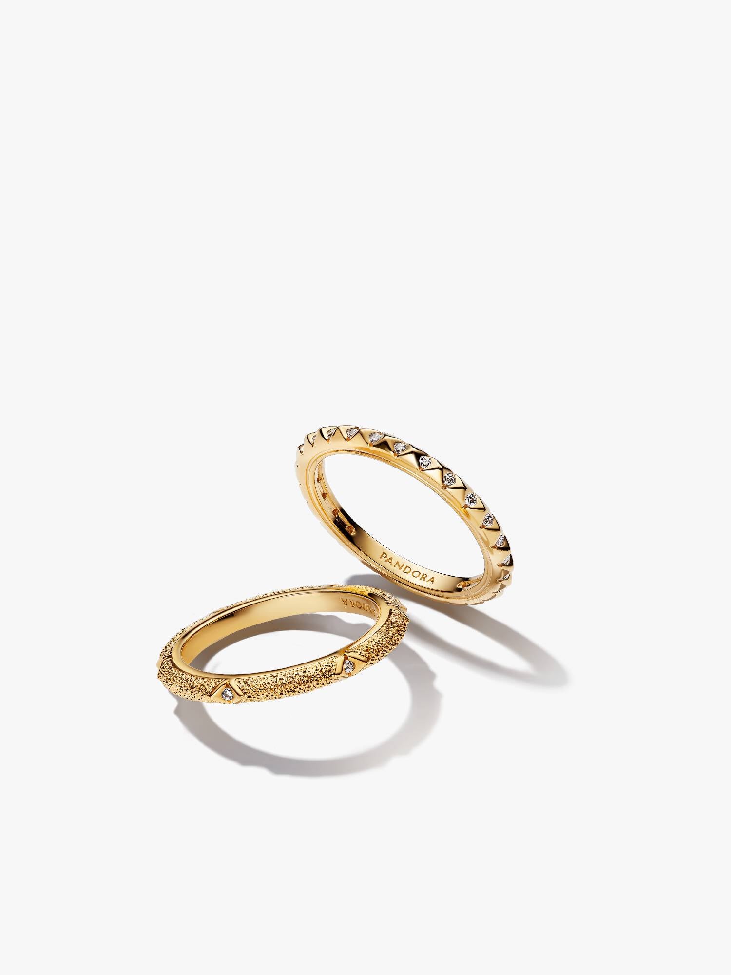 Pandora ME Texture & Pyramids Ring Set