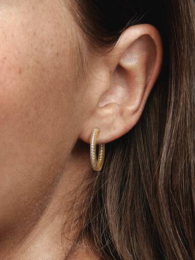 Pandora Signature Logo & Pavé 耳環圈