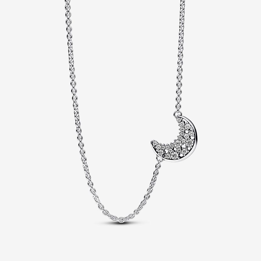 Sparkling Crescent Moon Pendant Necklace image number 0