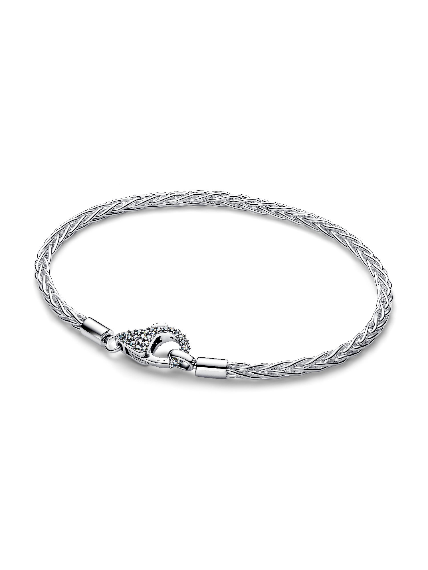 Pavé Clasp Foxtail Chain Charm Bracelet | Sterling silver | Pandora HK
