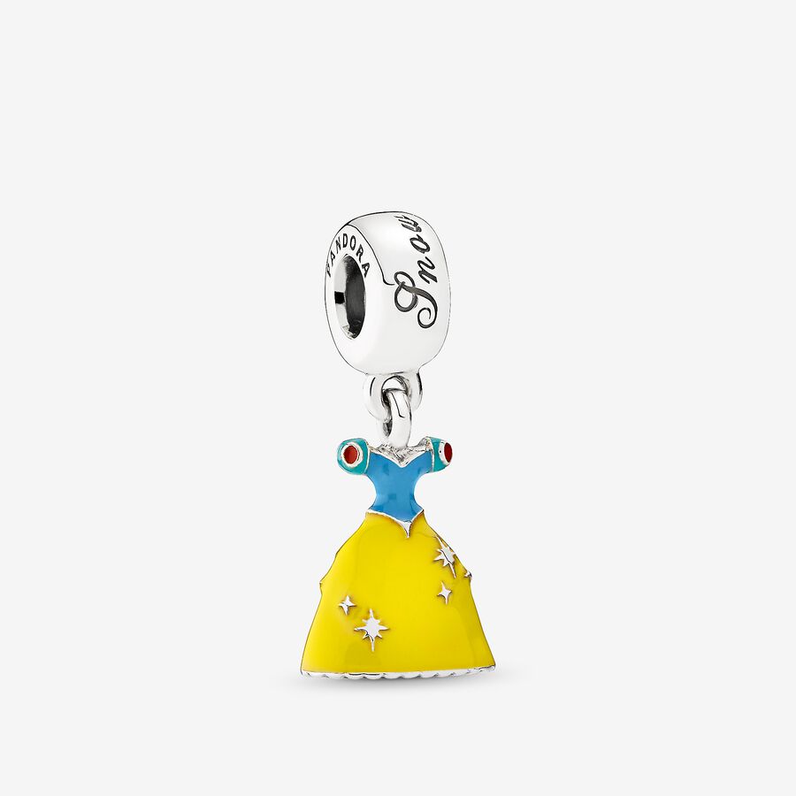 Disney Snow White dress silver dangle with yellow, red and blue enamel image number 0