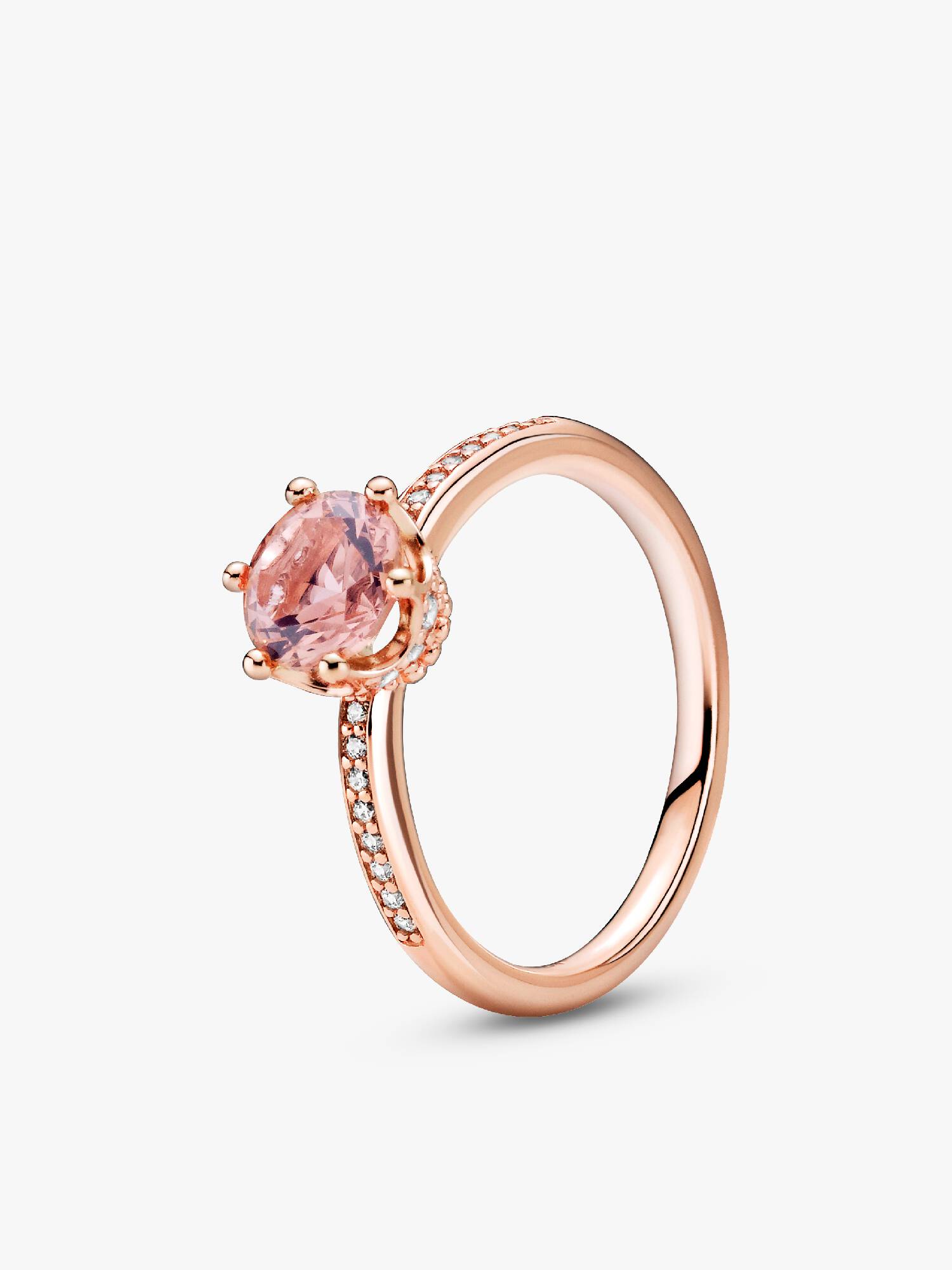 Pink Sparkling Crown Solitaire Ring
