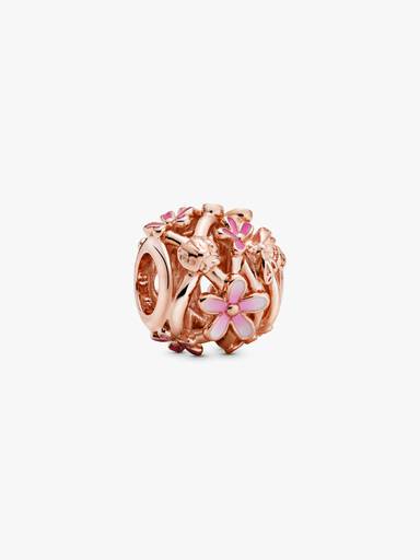 Daisy 14k rose gold-plated charm with shaded pink enamel