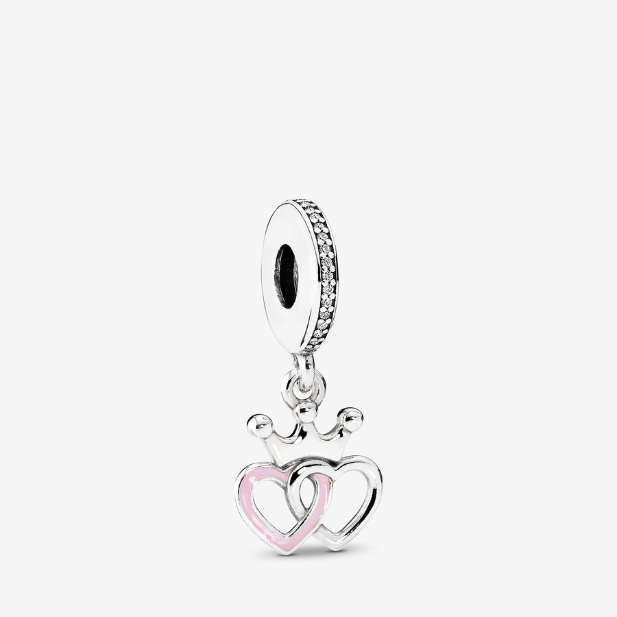 SALE - Interlocked crowned hearts silver dangle image number 0