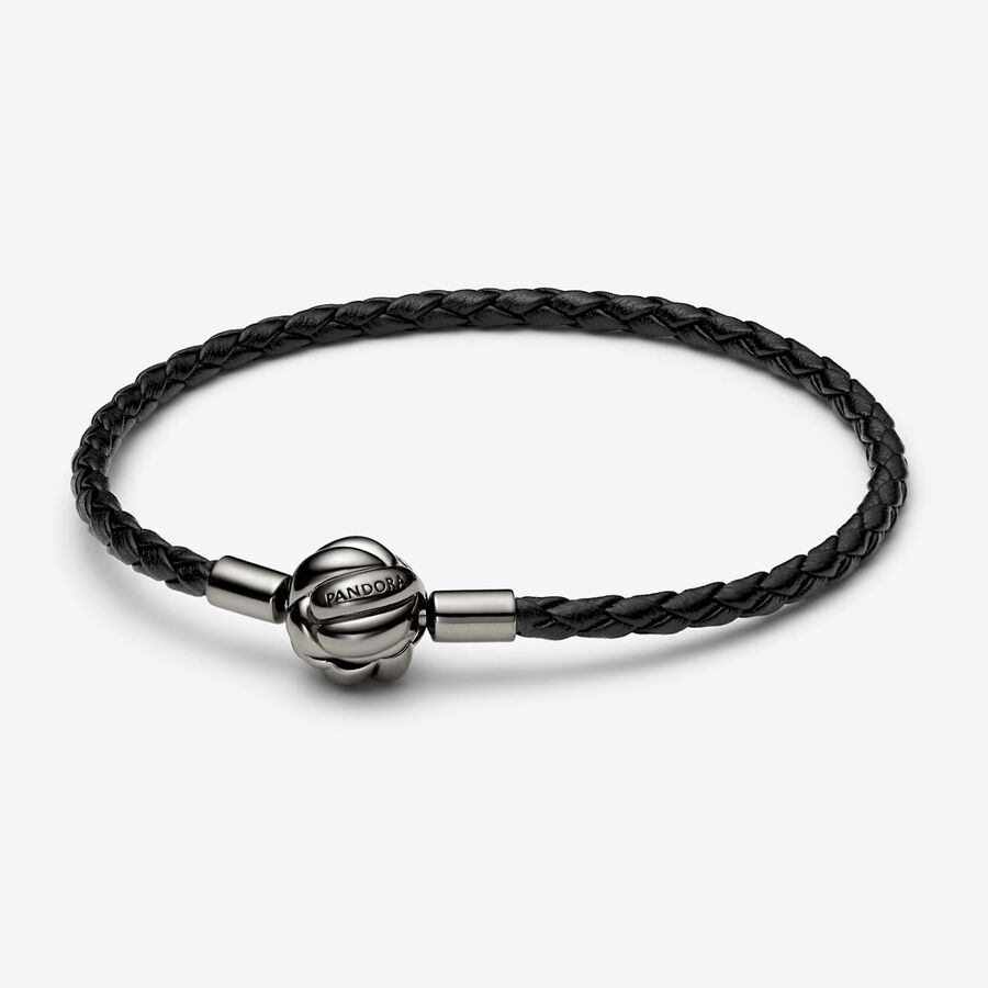 Pandora Moments Love Knot Braided Leather Bracelet image number 0