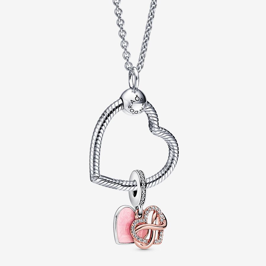 Sparkling Infinity Heart Dangle Necklace Set