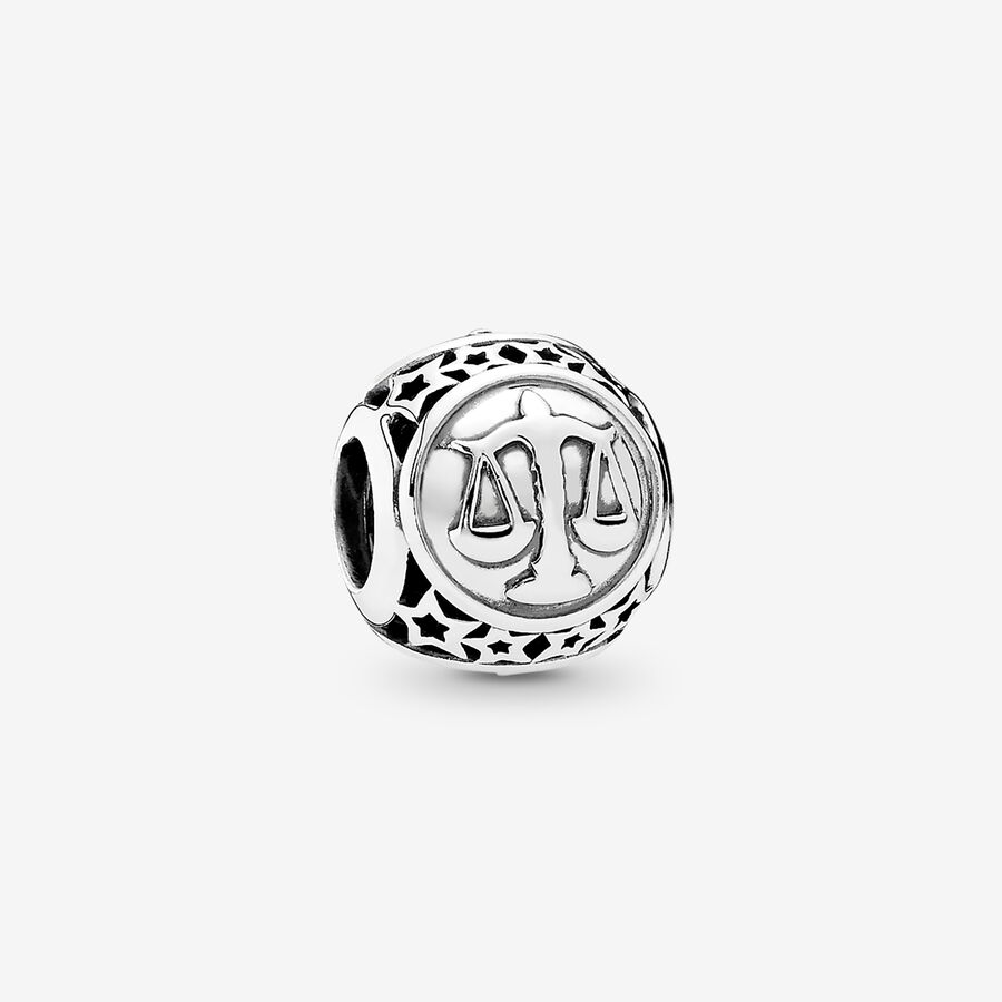 SALE - Libra star sign silver charm image number 0