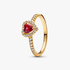 Heart 14k gold-plated ring with cherries jubilee red crystal and clear cubic zirconia Heart 14k gold-plated ring with cherries jubilee red crystal and clear cubic zirconia