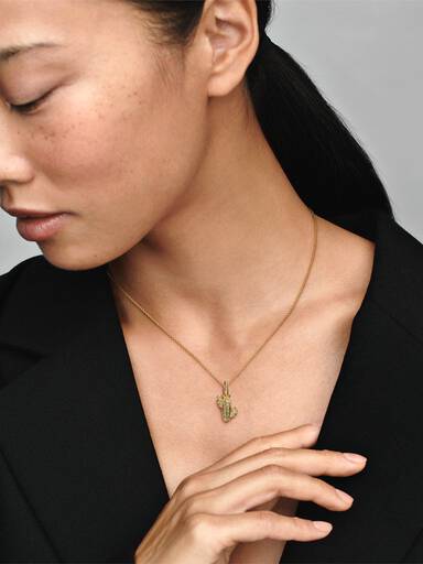 Sparkling Desert Cactus Pendant
