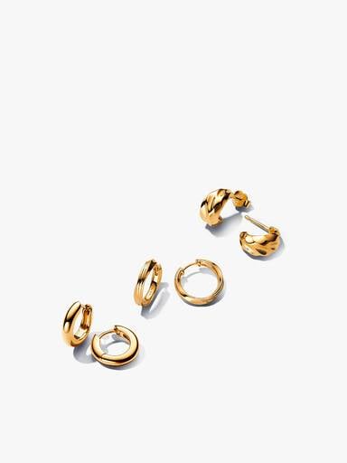 Twisted Hoop Earrings Set