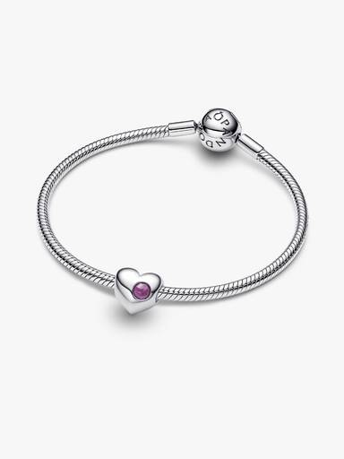 Engravable Purple Stone Heart Charm