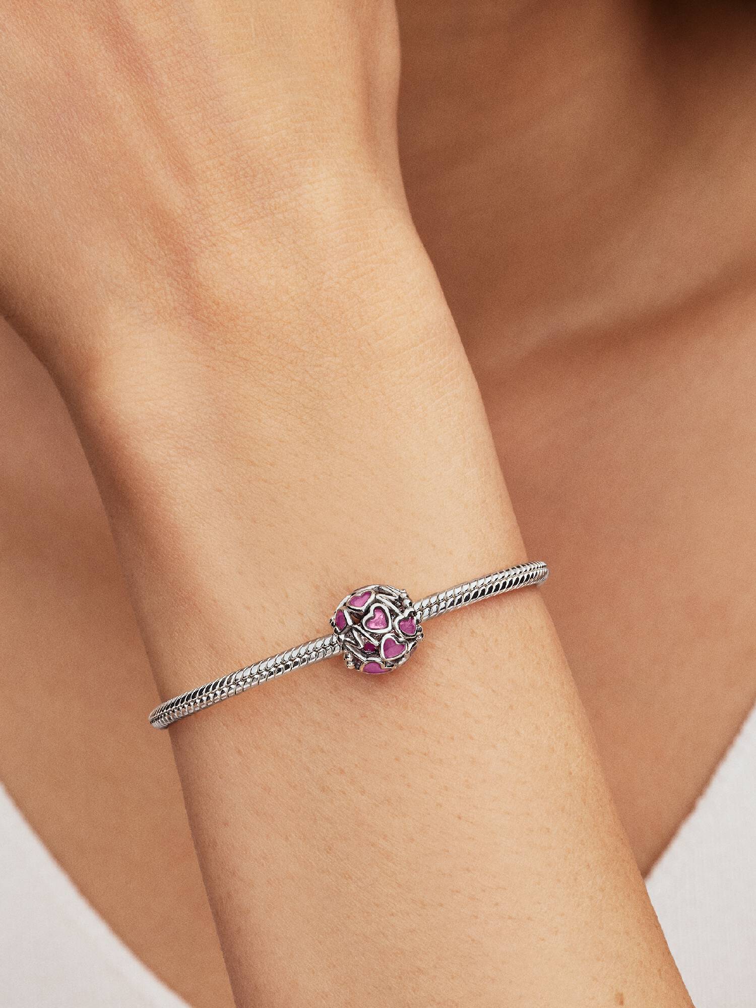 Pink Openwork Hearts Mom Charm 