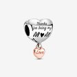 Heart sterling silver and 14k rose gold-plated charm