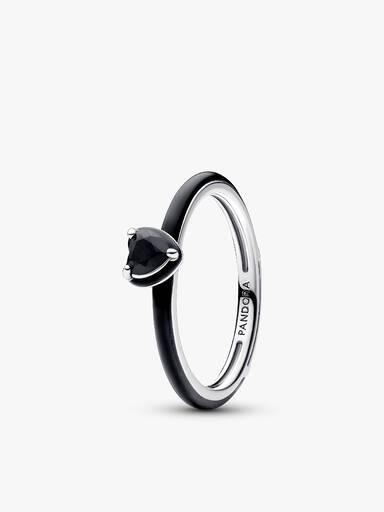 Pandora ME粉紅色及黑色脈輪之心戒指組合