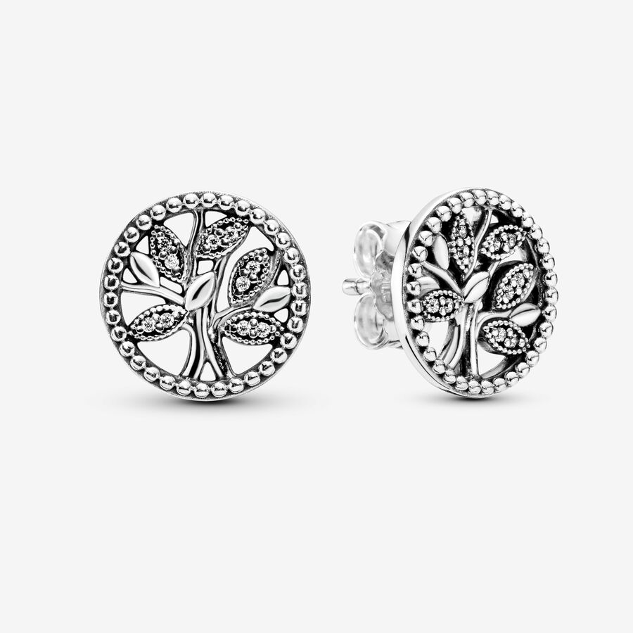 Sparkling Family Tree Stud Earrings image number 0