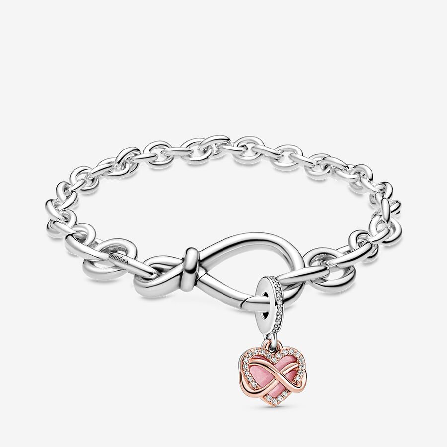Infinity with Heart Dangle Bracelet Set image number 0
