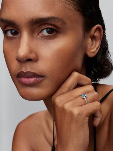 Elevated Light Blue Heart Ring