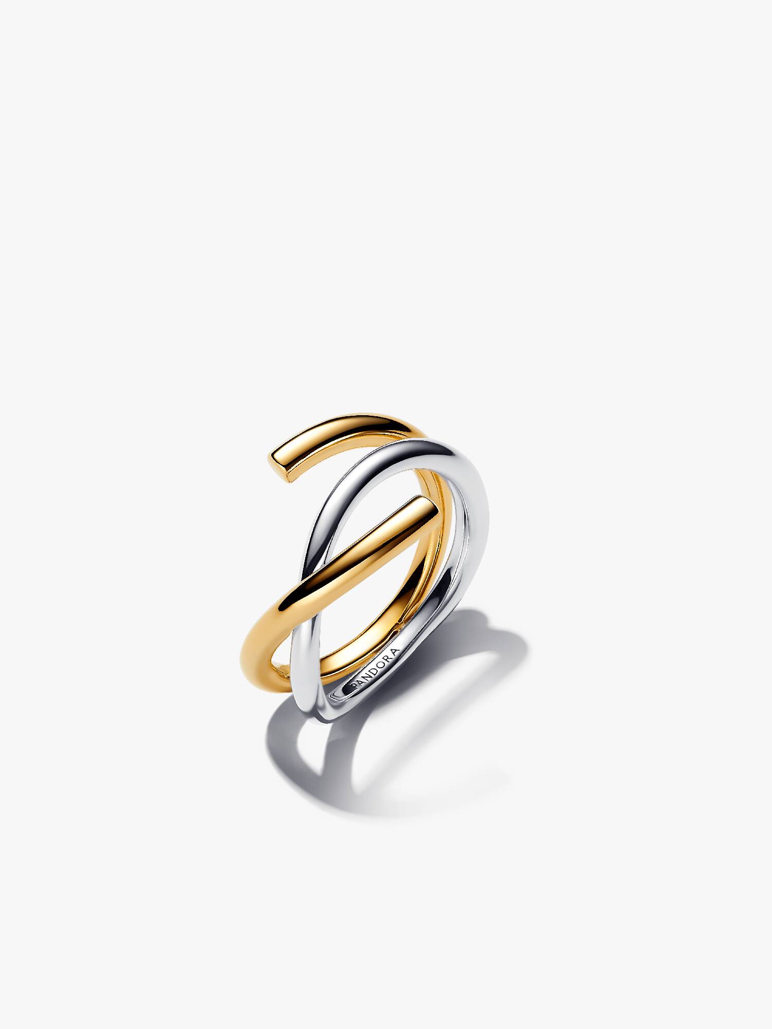 Organically Shaped Two-tone Double Ring