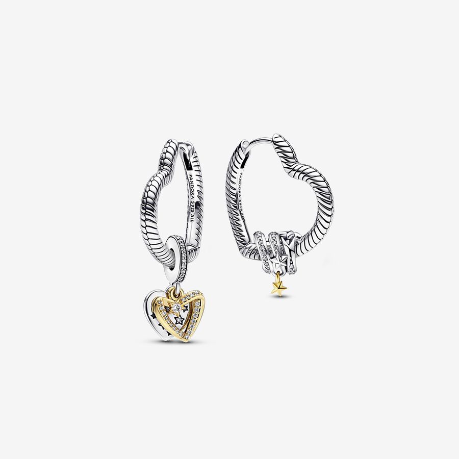 Pandora Heart Charm Hoop Earrings :: Earring Stories 292236C00