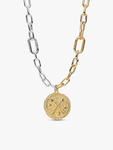Crossing Arrows and Two-tone Link Chain Necklace Set