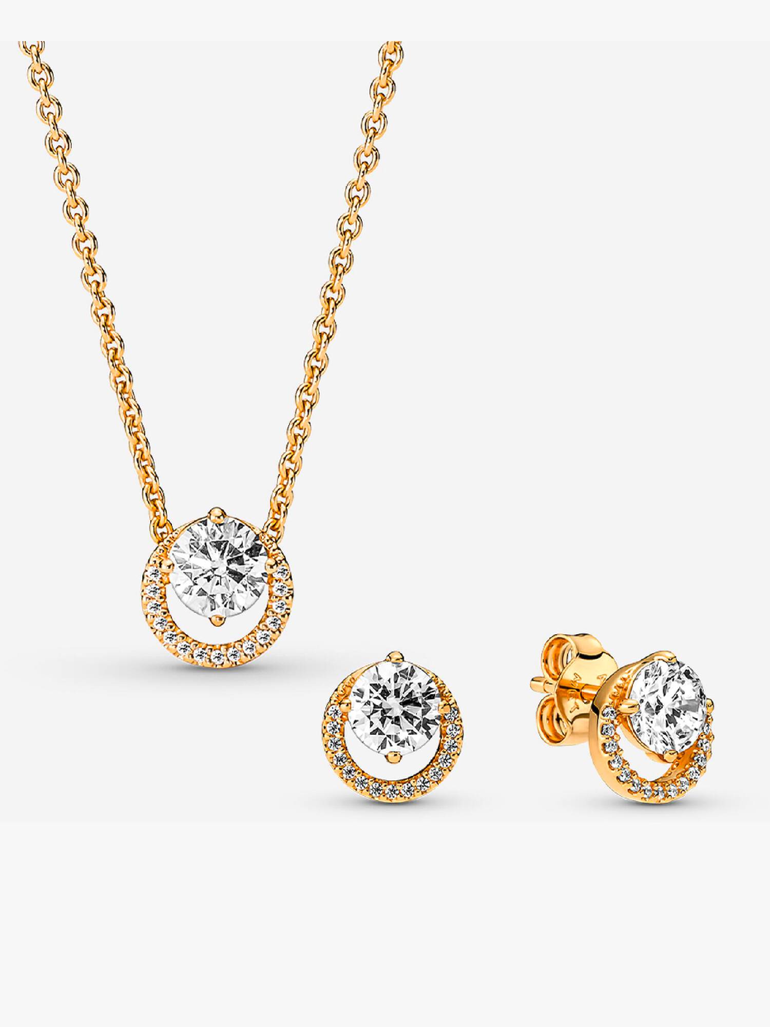 Round Halo 14K Gold-Plated Jewelry Set