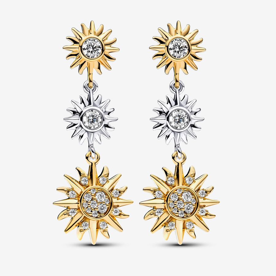 Two-tone Sparkling Triple Sun Drop Earrings image number 0