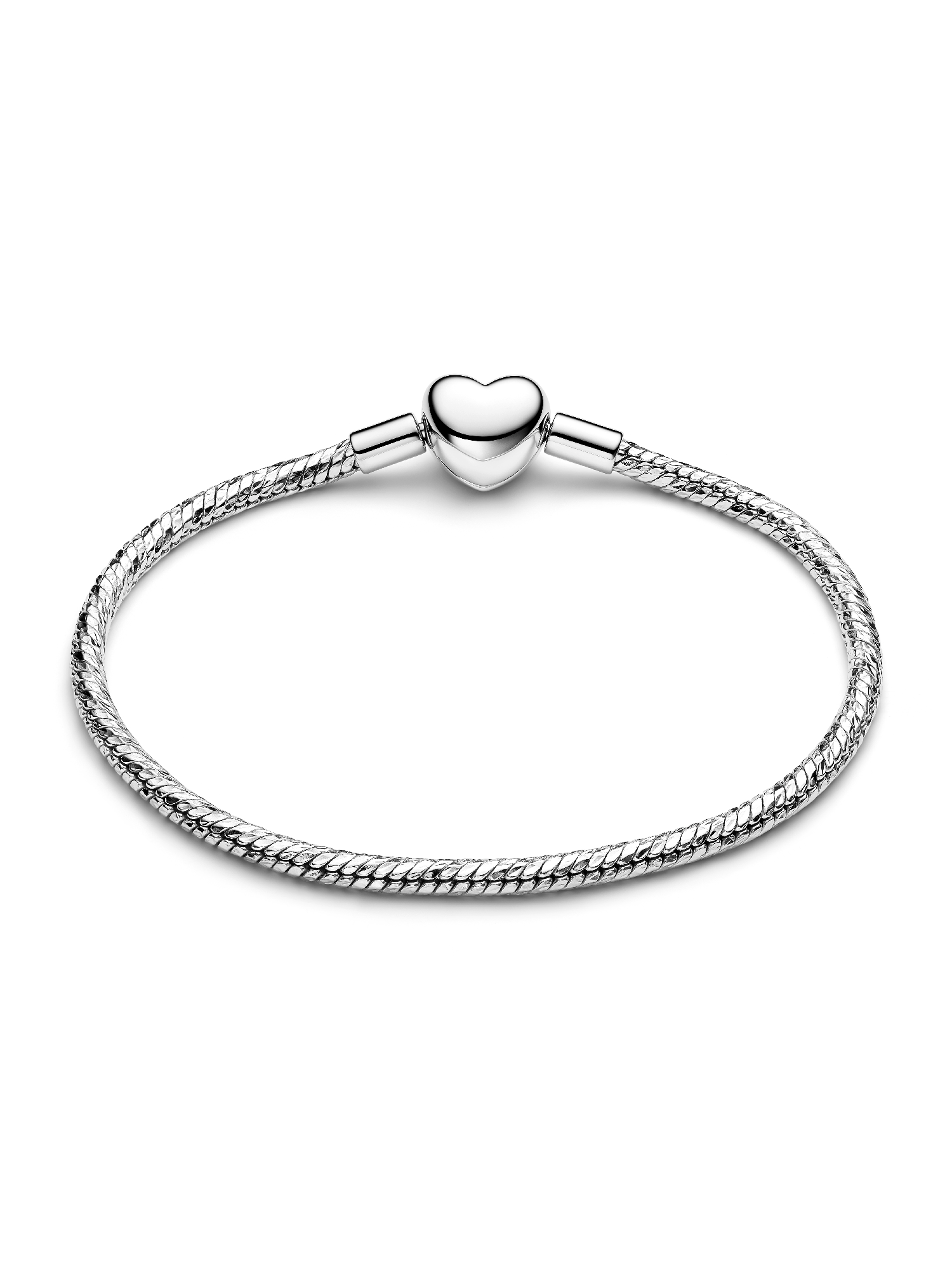 Heart Clasp Faceted Snake Chain Bracelet | Sterling silver