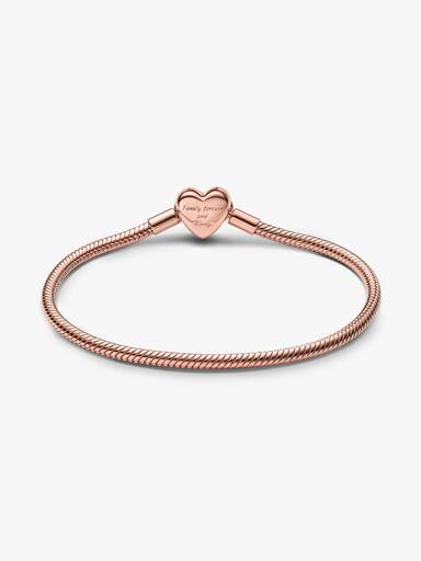 Sparkling Infinity Heart Clasp Snake Chain Bracelet