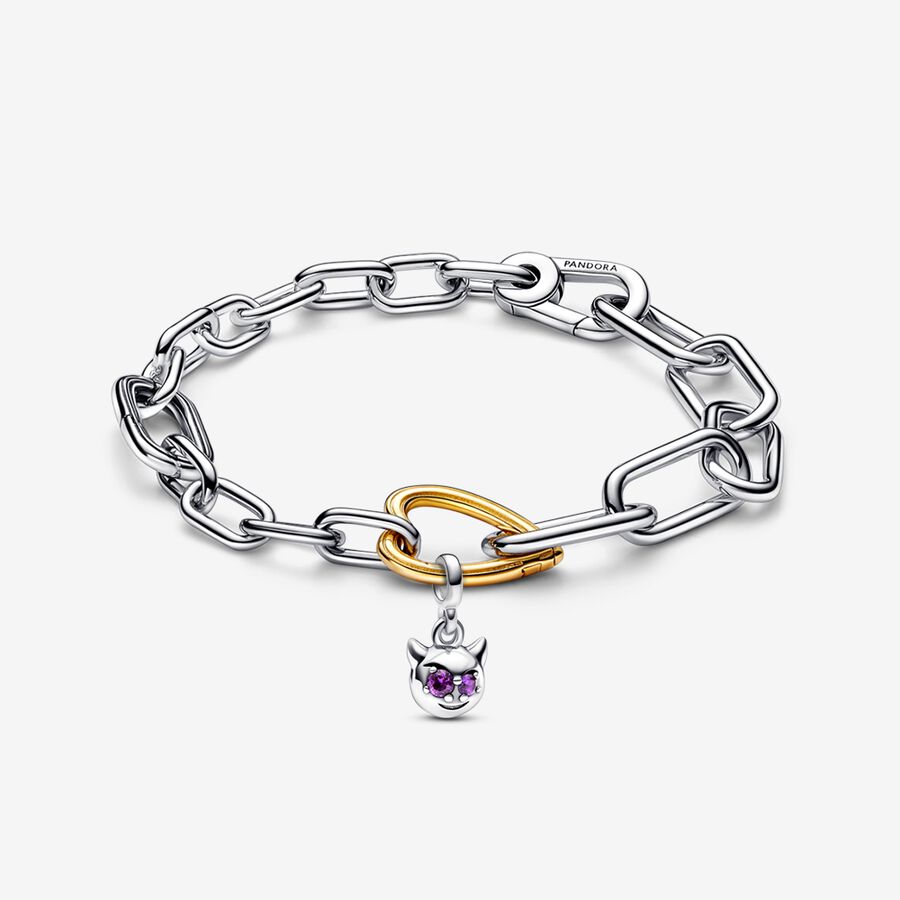 Pandora ME Little Devil Mini Dangle and Two-tone Heart Link Chain Bracelet Set image number 0