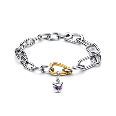 Pandora ME Little Devil Mini Dangle and Two-tone Heart Link Chain Bracelet Set