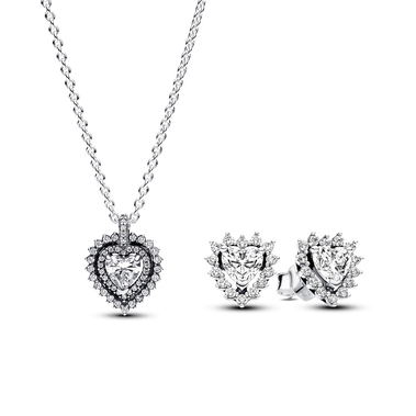 Sparkling Double Heart Halo Jewellery Gift Set