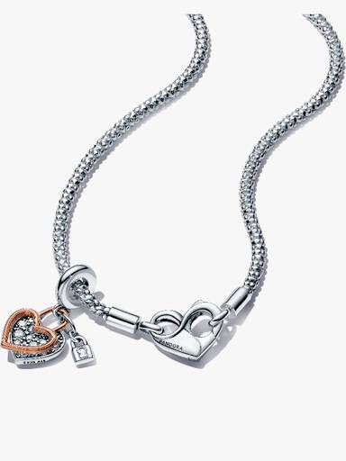 Studded Chain Necklace and Heart Dangle Set