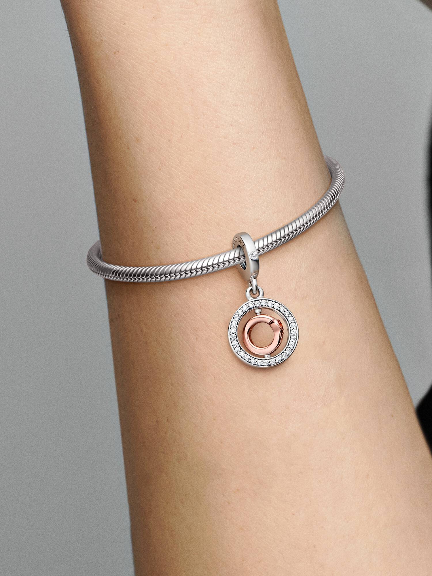 Two-tone Spinning Love Message Dangle Charm