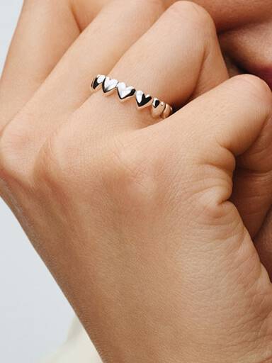Row of Hearts Ring