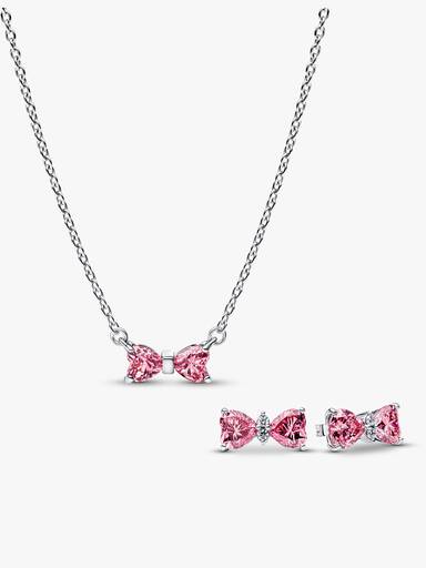 Sparkling Pink Bow Jewellery Set
