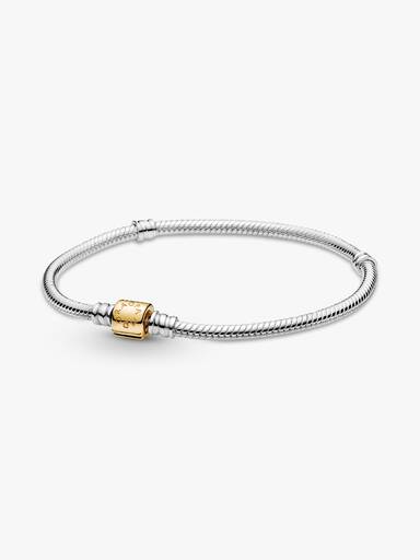 Pandora Moments Two-tone Barrel Clasp Snake Chain Bracelet