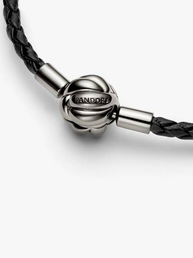 Pandora Moments同心結編織皮革手帶