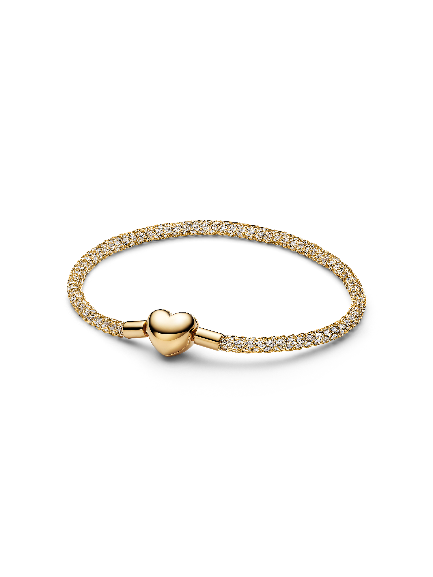 Heart Clasp Sparkling Mesh Bracelet