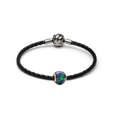 Planet Earth and Love Knot Braided Leather Bracelet Set