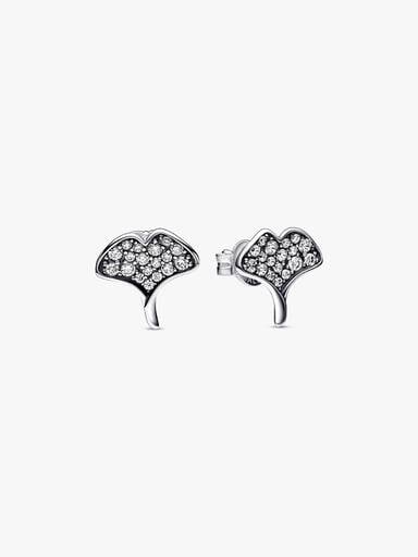 Gingko Leaf Sparkling Stud Earrings
