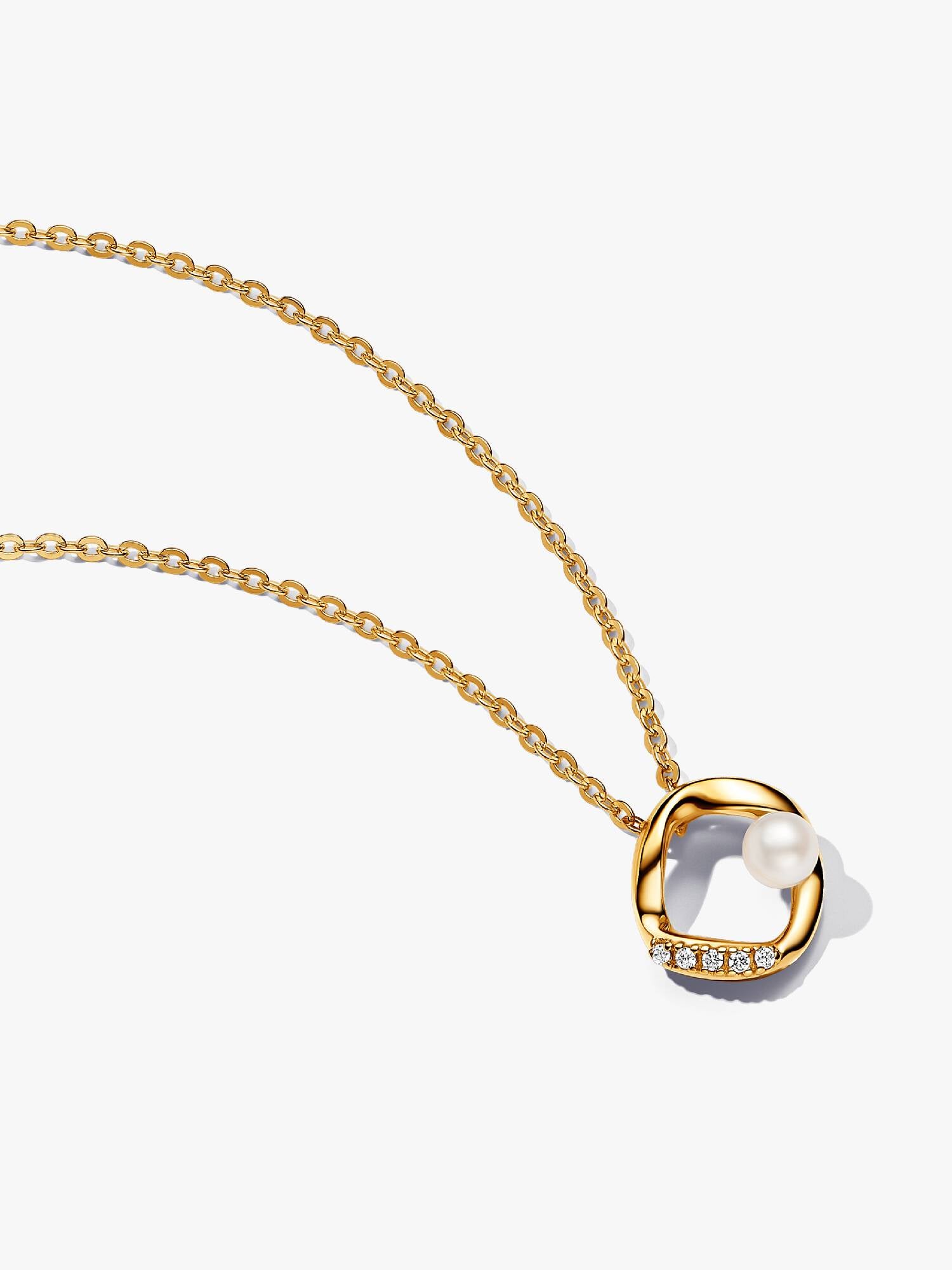 Organically Shaped Pavé Circle & Treated Freshwater Cultured Pearl Collier Necklace