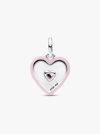 Radiating Pink Heart Medallion Charm
