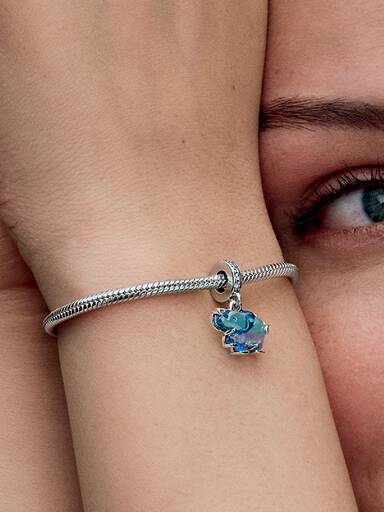 Blue Murano Glass Elephant Dangle Charm