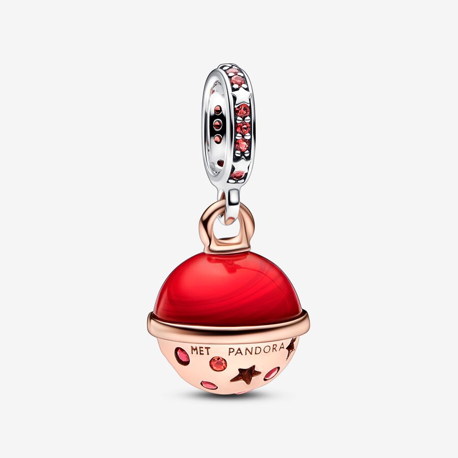 Two-tone Planet Mars Murano & Sparkling Dangle Charm image number 0