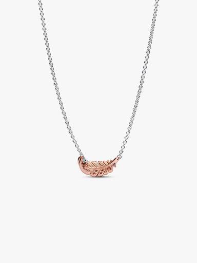 Two-Tone Floating Curved Feather Collier Necklace