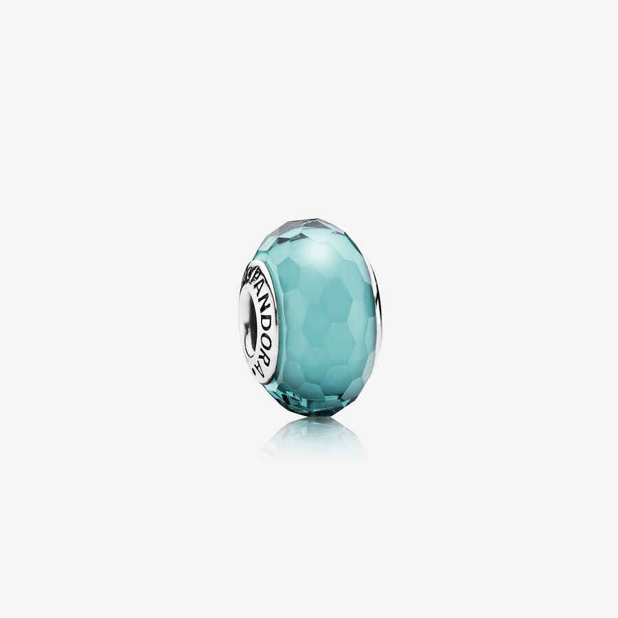 SALE - Teal Faceted Murano Charm image number 0