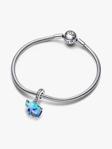 Blue Murano Glass Elephant Dangle Charm